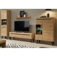 Furn.Design Wohnwand Ronson in Artisan Eiche und schwarz Wohnkombination skandinavisch 343cm