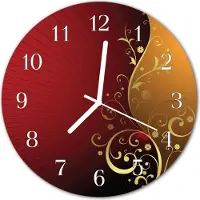 Tulup Glasuhr Wanduhr Küchenuhr Echt-Glas 30fi cm Abstrakt rot