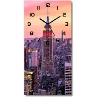 Tulup Wanduhr aus Glas – 30x60 cm - Glasbild - Glasuhr - Gehärtetes Glas -New York Westen