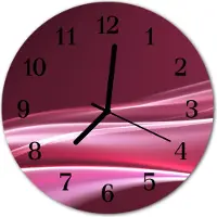 Tulup Glasuhr Wanduhr Küchenuhr Echt-Glas 30fi cm Abstrakte Linien lila