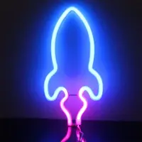 ROSNEK Rakete Leuchtreklame LED Neonlicht USB Batteriebetrieben Nachtlicht für Wand Zimmer Spielzimmer Bar Party Dekoration