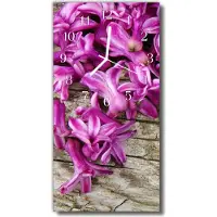 Tulup Glasuhr Wanduhr Küchenuhr Echt-Glas 30x60 Blumen Mehrfarbig