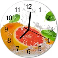 Tulup Glasuhr Wanduhr Küchenuhr Echt-Glas 30fi cm Grapefruit rosa