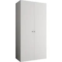 MEBLE KRYSPOL Schrank 100x202x52 cm mit Kleiderstange, 2xTür, PARMA, Weiß, Griff Silber