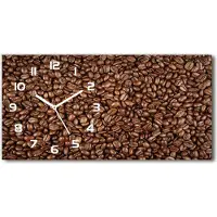 Tulup Wanduhr aus Glas – 60x30 cm - Glasbild - Glasuhr - Gehärtetes Glas - weisse-zeiger - Kaffeebohnen