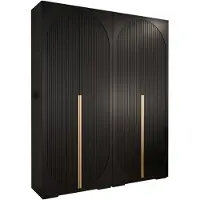 MEBLE KRYSPOL Kryspol - Kleiderschrank Schwarz, 4 Tür, 2 Modul 200x236,7x47cm, Manhattan Ryfel 5