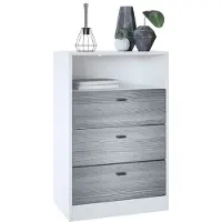 Vladon Kommode Pino V2, Germany, Anrichte mit 3 Schubladen & 1 offenem Fach, Weiß matt/Avola-Anthrazit (56 x 86,5 x 36 cm)