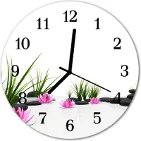 Tulup Glasuhr Wanduhr Küchenuhr Echt-Glas 30fi cm Lotos Blume rosa