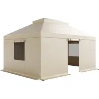 Vevor Winter Gazebo Cover Fits 3.66 x 4.87 m Hardtop Gazebos, All-Weather Double-Tiered Gazebo Cover with Sidewalls & Windows, High-Density PE Enclosed Storage Shelter Covers, Gazebos not Included