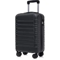 YONSLY Koffer Trolley Reisekoffer Suitcase, Rollkoffer Handgepäck ,mit 4 Rollen360°, Hartschalenreisekoffer, Zahlenschloss, Weicher Gummigriff (M,Schwarz)