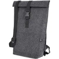 Stop & Go STOP Rolltop-Notebook-Rucksack RPET-Filz dunkelgrau