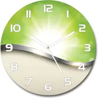 Tulup Wanduhr aus Glas 30fi Glasbild Glasuhr Gehärtetes Glas - weisse-zeiger - Green abstraction
