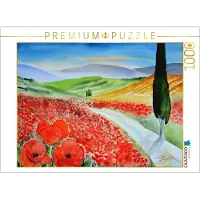 CALVENDO Puzzle Toskanamohnlandschaft | 1000 Teile Lege-Größe 64x48cm Foto-Puzzle für glückliche Stunden
