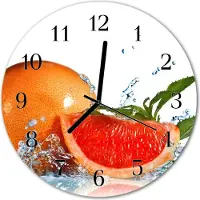 Tulup Glasuhr Wanduhr Küchenuhr Echt-Glas 30fi cm Grapefruit orange