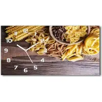 Tulup Wanduhr aus Glas – 60x30 cm - Glasbild - Glasuhr - Gehärtetes Glas - weisse-zeiger - Eine Mischung aus Pasta