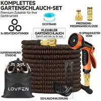Raptor Gaming Flex-Gartenschlauch 7,5m dehnbar Gewebe-Wasserschlauch Set inkl. Brause