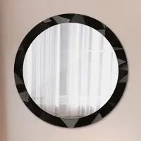 Coloray Ø90cm Spiegel - Glasrahmen mit Aufdruck - Wandspiegel Schlafzimmer - Abstrakt schwarz