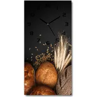 Tulup Wanduhr aus Glas – 30x60 cm - Glasbild - Glasuhr - Gehärtetes Glas -Brot