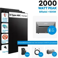 Anker SOLIX Solarbank 3 E2700 Pro Balkonkraftwerk Speicher mit 500Wp Solarmodul Basic-Set - 2500Wp ‚Äì 5 Module / 1x BP2700 / Ohne HAL