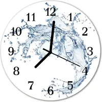 Tulup Glasuhr Wanduhr Küchenuhr Echt-Glas 30fi cm Wasser blau