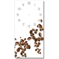Tulup Wanduhr aus Glas – 30x60 cm - Glasbild - Glasuhr - Gehärtetes Glas -Körner Kaffee