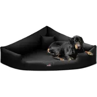 Tierlando TRIVIA | Orthopädisches Eckhundebett Kunstleder Hundebett Dreieckbett - Größe: 80x80cm | Farbe: 03 Schwarz
