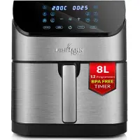 Lehmann Heißluftfritteuse 8 Liter XXL, 1800 W Friteuse Heissluft, Air Fryer mit 10 Programmen, gesunde Lebensmittel ohne Fett