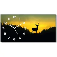 Tulup Wanduhr aus Glas – 60x30 cm - Glasbild - Glasuhr - Gehärtetes Glas - weisse-zeiger - Hirsch