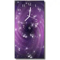 Tulup Glasuhr Wanduhr Küchenuhr Echt-Glas 30x60 Galaxis Lila