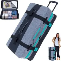 Elephant Trolley Koffer Reisetasche Travel XXL Trolly 120 Liter 80 cm Trolly Rolltasche Reisetrolley groß Gepäck Reise Tasche 13032 Grau Türkis