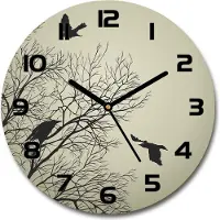 Tulup Wanduhr aus Glas 30fi Glasbild Glasuhr Gehärtetes Glas - schwarze-zeiger - Crows on the tree
