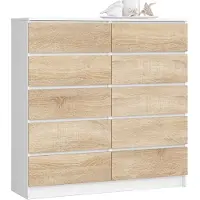Akord Furniture Factory OP0LK-1BIASON013, Weiß, Eiche, 10 Schublade(n), Matt, 16 mm, 51 cm, 400 mm