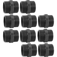 Haf 10x PVC Fittings Doppelnippel mit 1 1/2" | Außengewinde x Außengewinde | 1,5 Zoll x 1,5 Zoll | Verbinder aus grauem PVC | PN16 für Verrohrung