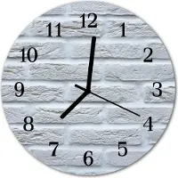 Tulup Glasuhr Wanduhr Küchenuhr Echt-Glas 30fi cm Klinker weiß