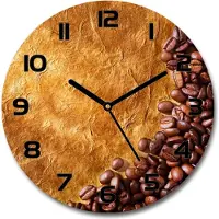 Tulup Wanduhr aus Glas 30fi Glasbild Glasuhr Gehärtetes Glas - schwarze-zeiger - Coffee beans