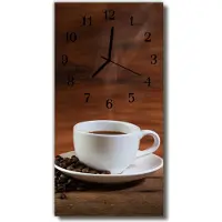 Tulup Glasuhr Wanduhr Küchenuhr Echt-Glas 30x60 Tasse Braun