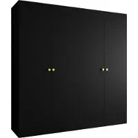 MEBLE KRYSPOL Schrank 200x202x52 cm mit Kleiderstange, 4xTür, PARMA, Schwarz, Griff Gold