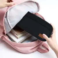 Markenlos Vintage Stiftetui mit Reißverschluss, Canvas Etui, Organizer für Kosmetika für Teenager Mädchen Jungen, Schwarz, Etui