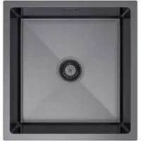 QLS Spülbecken Unterbau Edelstahl VIVI 47 x 45 cm Graphit mit Siphon 11230