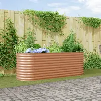 vidaXL Desgin Braunes Hochbeet - Holzoptik 240x80x81 cm Stahl - Beete 42011327