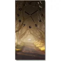 Tulup Wanduhr aus Glas – 30x60 cm - Glasbild - Glasuhr - Gehärtetes Glas -Pfad im Wald
