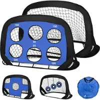 VOUNOT Fußballtor für Kinder 2er Set, 4 in 1 Klappbares Pop Up Tor 120x80x80cm