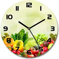 Tulup Wanduhr aus Glas 30fi Glasbild Glasuhr Gehärtetes Glas - schwarze-zeiger - Vegetables