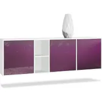 Vladon Kommode Cuba, Germany, Weiß matt/Brombeer Hochglanz - Modernes Sideboard für Ihr Wohnbereich - (BxHxT) 182x53x35 cm
