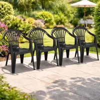 Mojawo 4er Stapelstuhl Bistrostuhl Gartenstuhl Anthrazit Kunststoff