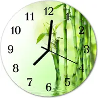 Tulup Glasuhr Wanduhr Küchenuhr Echt-Glas 30fi cm Bambus grün