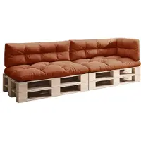 Sunnypillow Palettenkissen für Palettenmöbel - 5er Set - Palettenauflage 120 x 80 für Palettensofa - Palettenpolster für Garten, Gesteppte Kissen für Europaletten - Sitzkissen & Rückenkissen Orange
