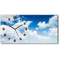 Tulup Wanduhr aus Glas – 60x30 cm - Glasbild - Glasuhr - Gehärtetes Glas - schwarze-zeiger - Wolken im Himmel