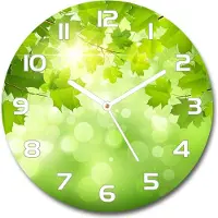 Tulup Wanduhr aus Glas 30fi Glasbild Glasuhr Gehärtetes Glas - weisse-zeiger - Chestnut leaves