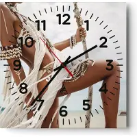 ARTTOR Wanduhr - Quadrat - Glasuhr - Frau Freiheit Exotik - 40x40cm - Schleichendes Uhrwerk - Lautlos - zum Aufhängen bereit - Dekoration Modern - Wanddekoration aus Glas - C4AC40x40-4942